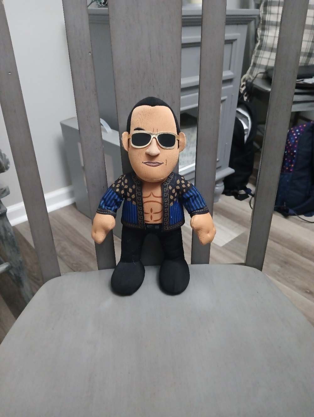 The Rock Wrestling Plush Doll with Sunglasses and Open Shirt